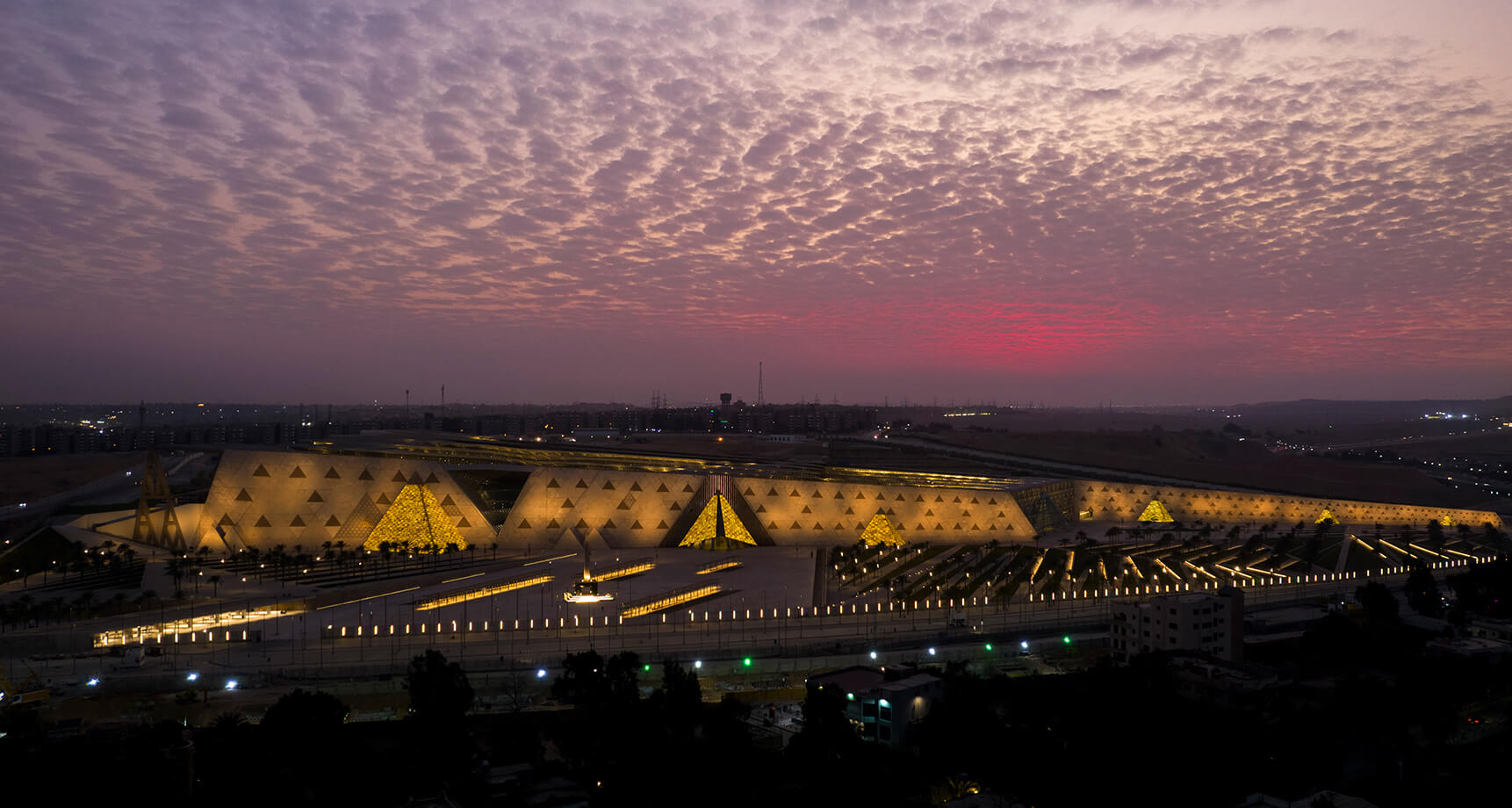 Grand Egyptian Museum at sunset